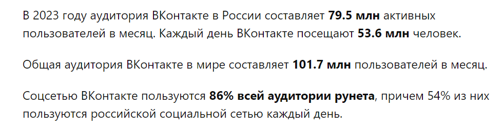 Статистика по ВКонтакте