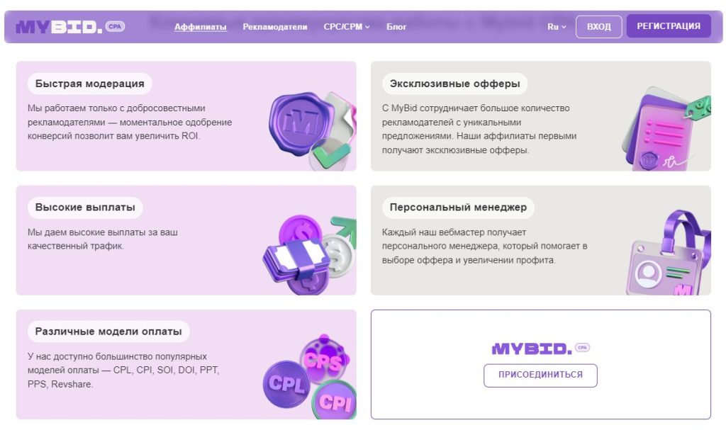 Вот сколько всего интересного заявлено на ленде этой CPA-сети