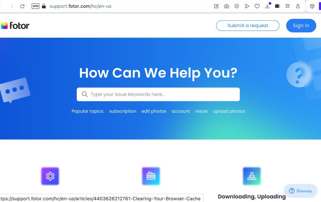 Центр поддержки support fotor com