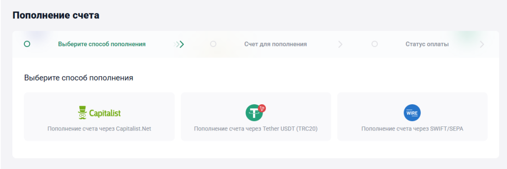 Актуальные в данный момент методы пополнения средств