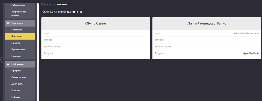 Саппорт GodLike Partners 