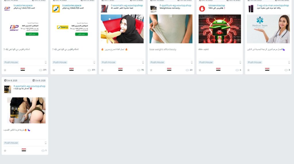 Поиск офферов в SPY-сервисе (просмот креативов)