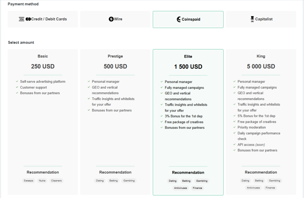Минималка для пополнения в ROIads