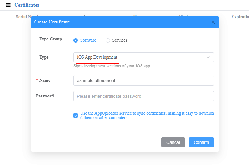 Создание сертификата: IOS App Development
