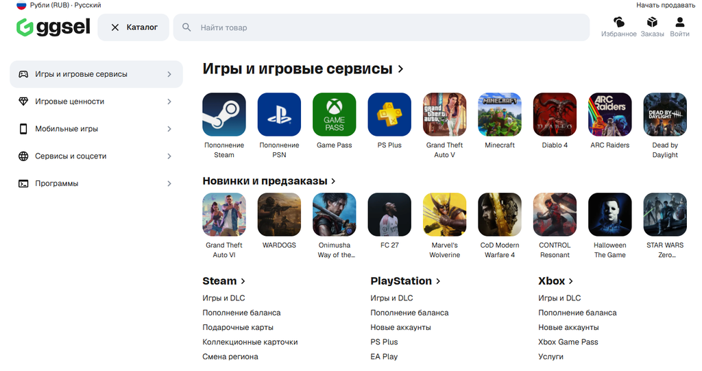 Часть каталога gglead